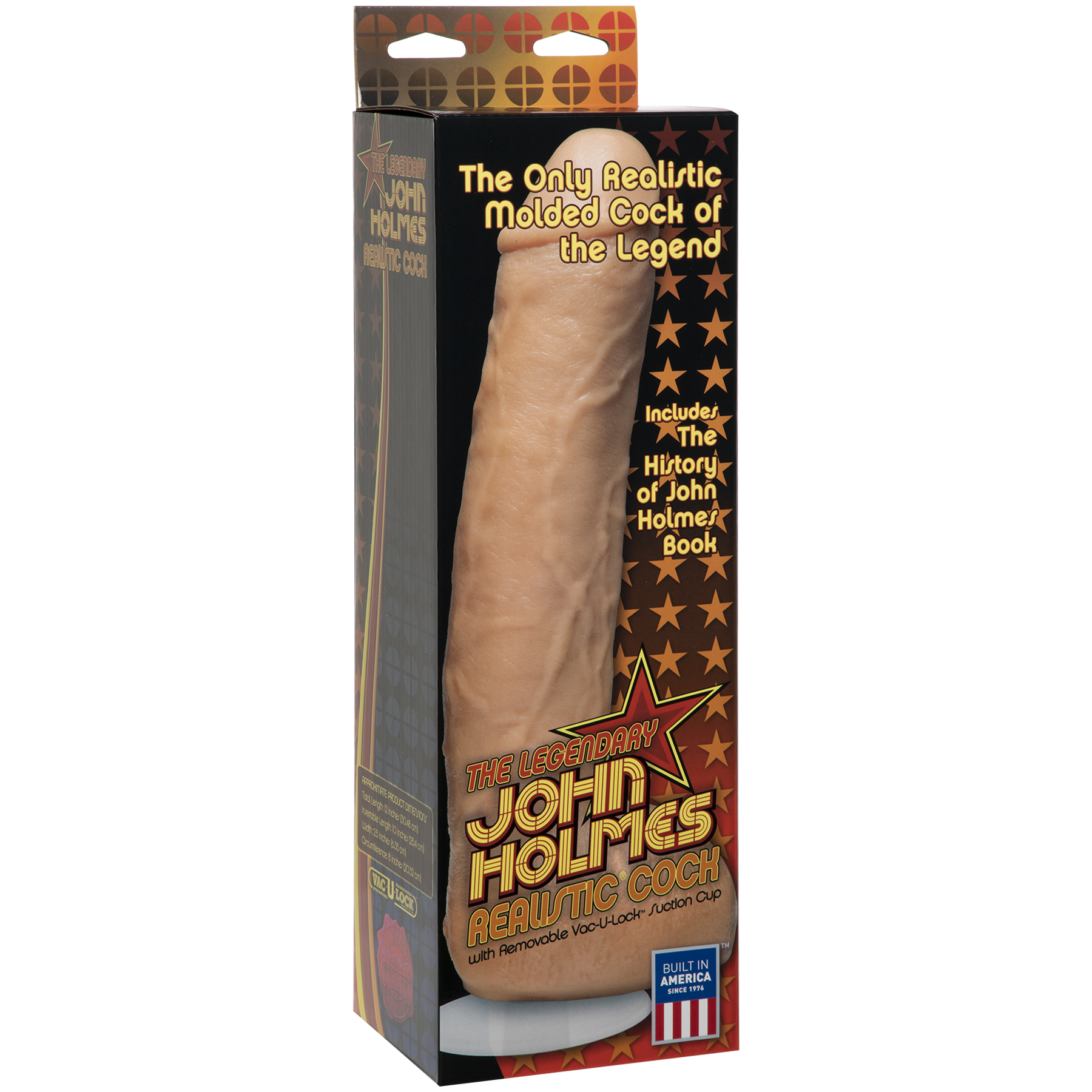 Experience 12 Inches of Ecstasy with the Doc Johnson John Holmes Realistic Dong - Suction Cup Base - Non-Phthalate PVC - Molded from the Legendary Porn Star