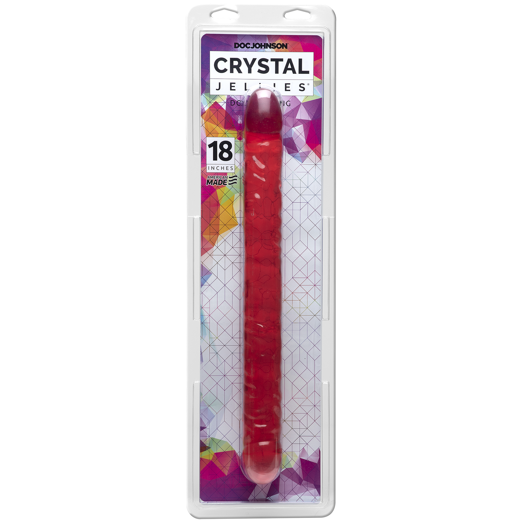 Experience Double the Pleasure with Doc Johnson's 18" Crystal Jellies Double Dong - Phthalate-Free - Available in Pink, Clear and Purple