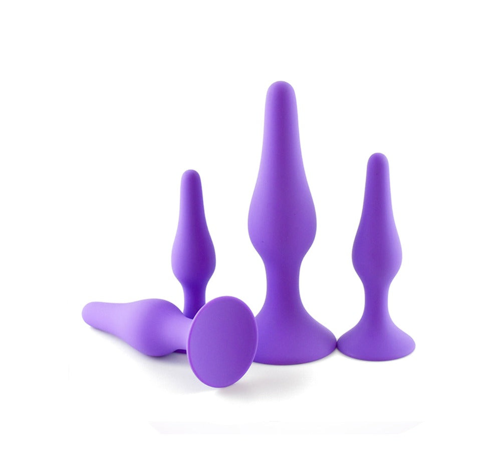 body safe silicon-Purple color anal plug set-variation of sizes