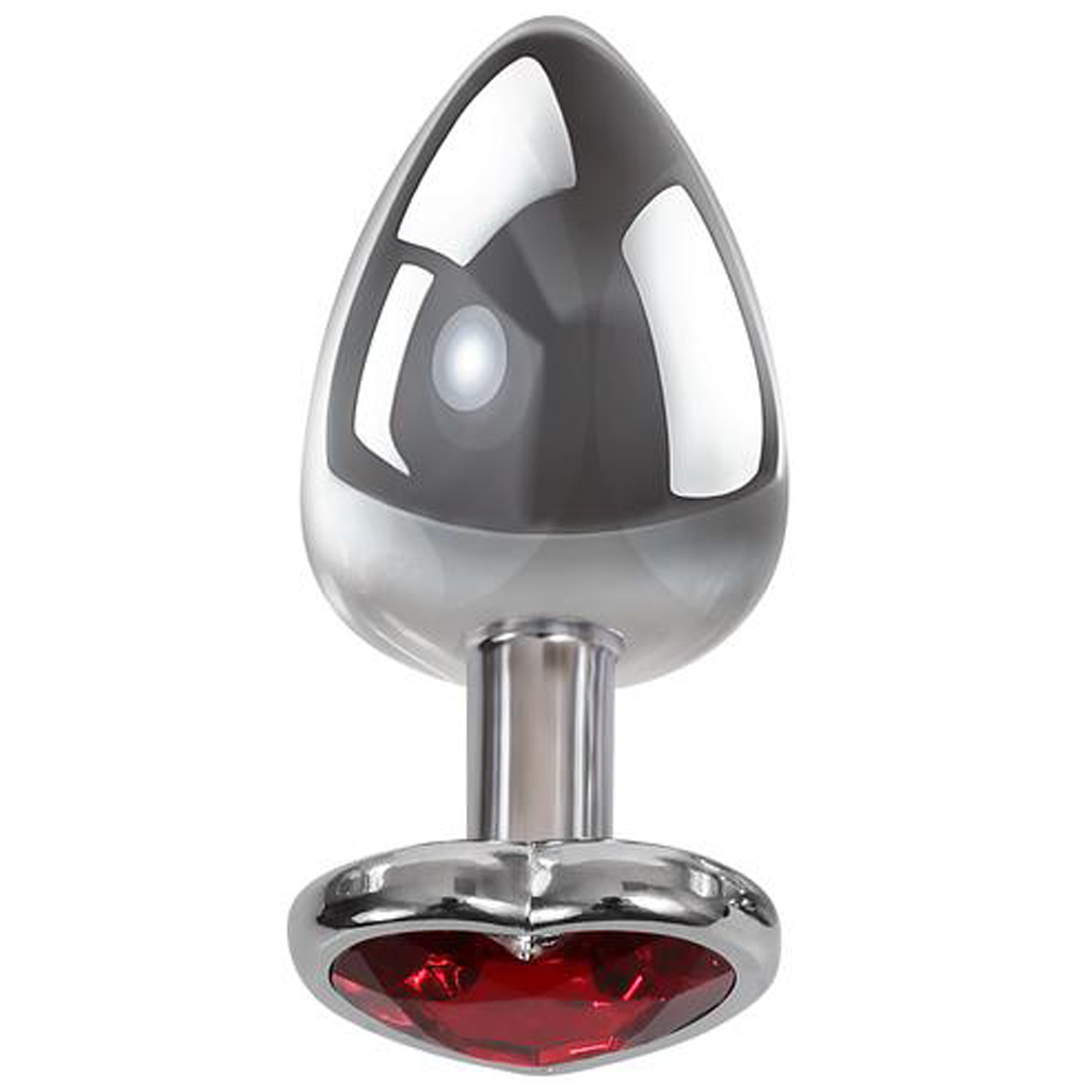 metal butt plug with red gemstone-base