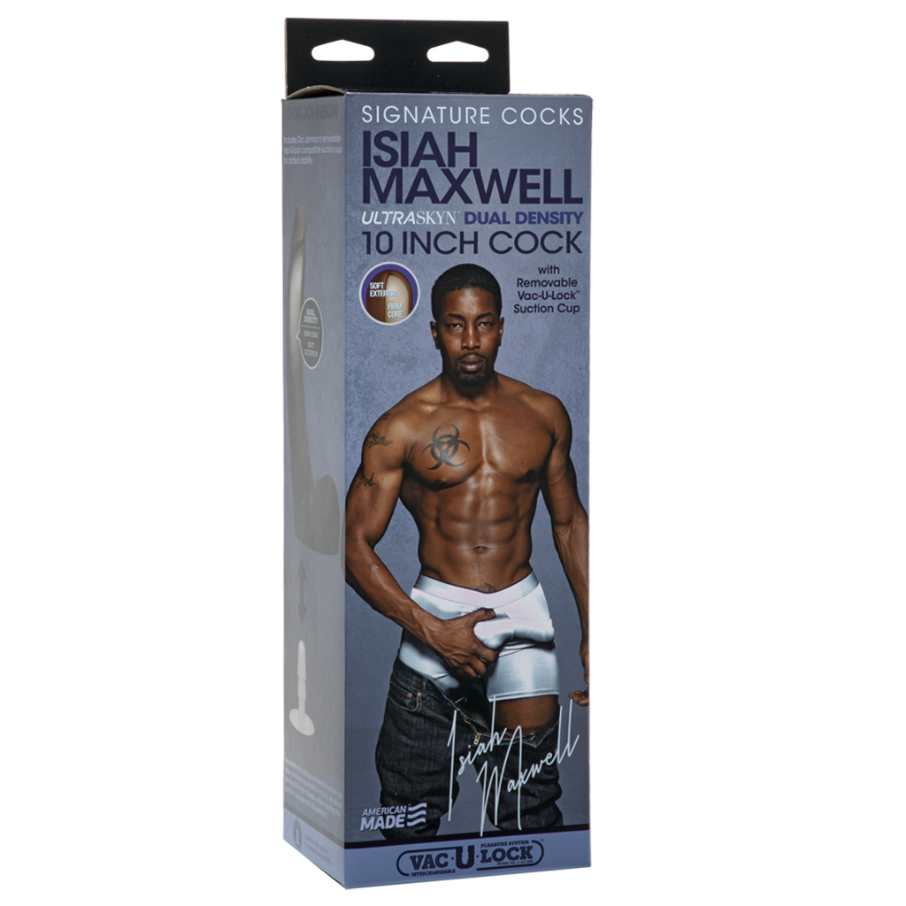Experience the Ultimate Pleasure with the Doc Johnson Signature Cocks Isiah Maxwell 10-Inch ULTRASKYN Dildo with Removable Vac-U-Lock Suction Cup - Chocolate