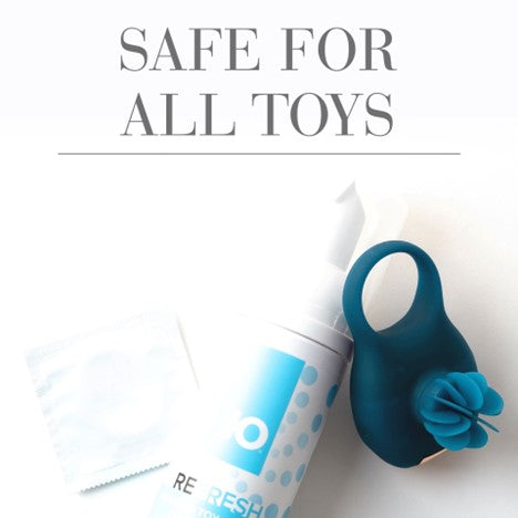 Jo product information page - foaming sex toy cleaner is safe for all toys