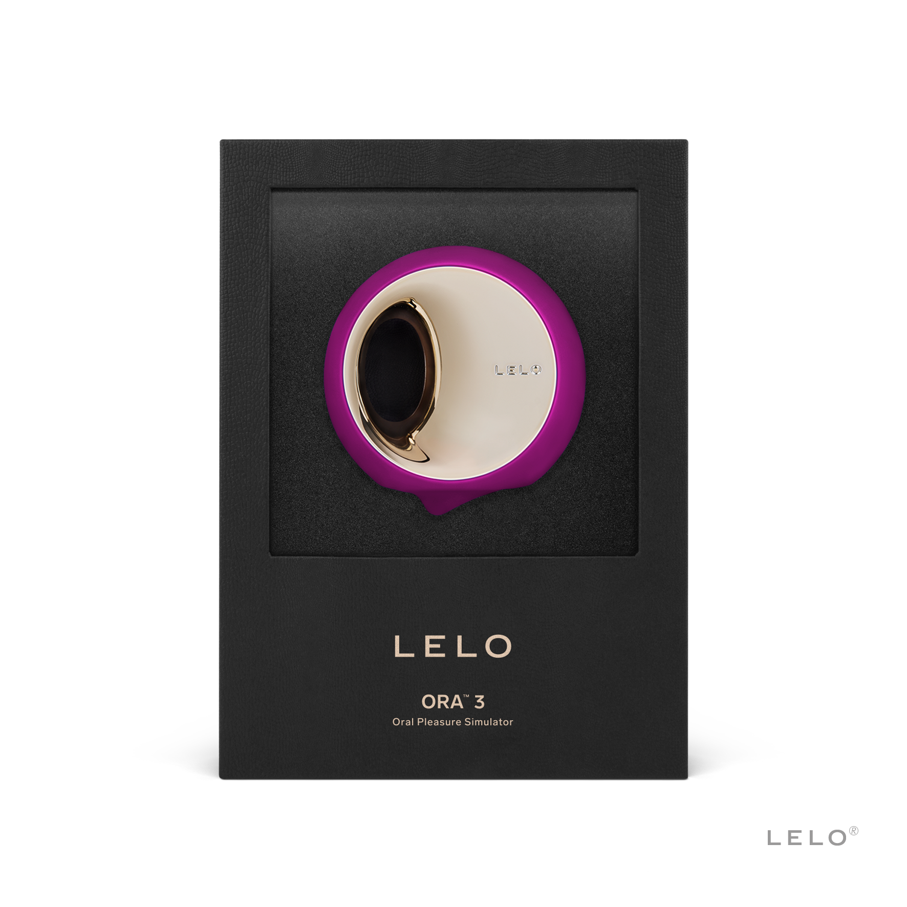 LELO Ora 3 Deep Rose shown in black display packaging