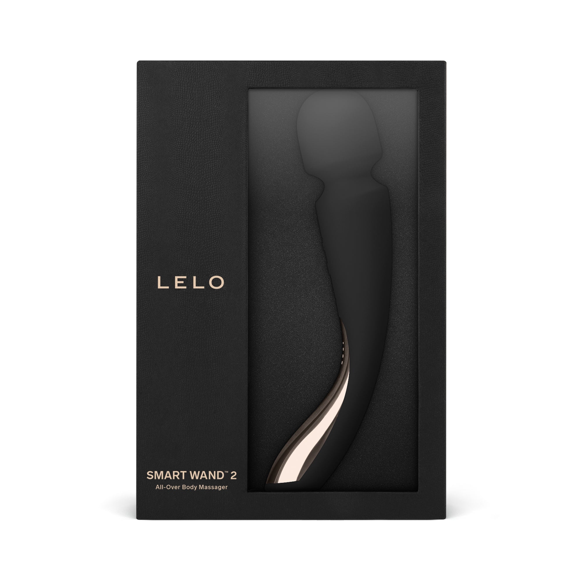 LELO Medium Smart Wand-2 Massager - Black-shown in the black packaging